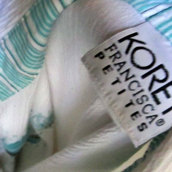 Vtg Koret Francisca Petites Shirt Aqua Seashell Embroidery Beach Mom Size PXL - Picture 5 of 5